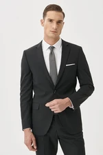 ALTINYILDIZ CLASSICS Men's Black Slim Fit Narrow Cut Mono Collar Suit