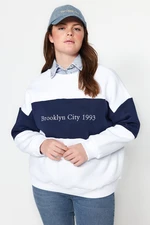 Trendyol Curve White Thick Fleece Embroidery Detail Knitted Sweatshirt