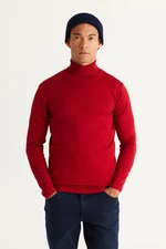 ALTINYILDIZ CLASSICS Men's Red Standard Fit Normal Cut Full Turtleneck Knitwear Sweater.