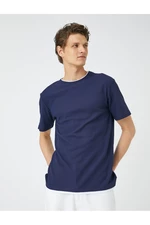 Koton Basic T-Shirt Collar Detailed, Textured Slim Fit Short Sleeves.