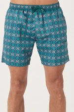 AC&Co / Altınyıldız Classics Men's Green Standard Fit Casual Patterned Swimwear Marine Shorts