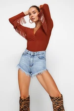 Trendyol Cinnamon Tassel Knitted Bodysuit