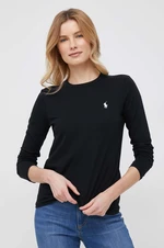 Bavlněné tričko s dlouhým rukávem Polo Ralph Lauren černá barva, 211898699