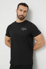 Bavlněné tričko Tommy Hilfiger černá barva, s potiskem, UM0UM02916