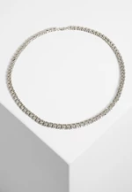 Necklace with rhinestones - silver color