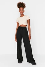 Trendyol Black Cotton Wide Leg Thin Knitted Sports Sweatpants