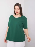 Women's cotton T-shirt dark green in larger size