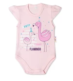 Baby Nellys Bavlněné kojenecké body, kr. rukáv, Flamingo - sv. růžové, vel. 62