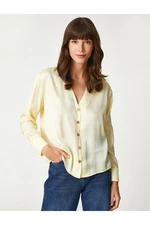 Koton V-Neck Shirt Long Sleeved with Shiny Buttons