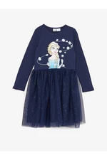 LC Waikiki Crew Neck Elsa Printed Long Sleeve Girls' Dress