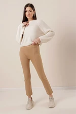 By Saygı Lycra Stretchy Pants Wide Size Beige