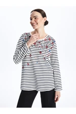 LC Waikiki Women's Crew Neck Striped Long Sleeved T-Shirt