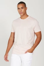 AC&Co / Altınyıldız Classics Men's Pale Pink 100% Cotton Slim Fit Slim Fit Crew Neck Short Sleeve T-Shirt