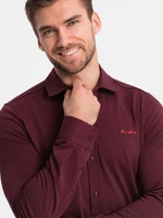 Ombre Men's cotton single jersey knit REGULAR shirt - maroon