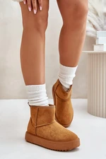 Women's platform snow boots made of eco suede Camel Atteria