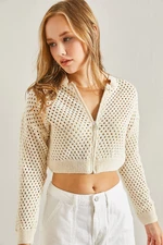 Bianco Lucci Women's Openwork Knitwear Cardigan