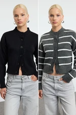 Trendyol Black-Anthracite Soft Texture 2-Pack Knitted Cardigan