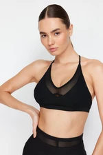 Trendyol Black Supported/Shaping Tulle Detailed Rope Strap Knitted Sports Bra