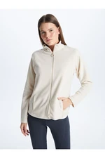 LC Waikiki Women's High Neck Straight Long Sleeve Fleece Cardigan