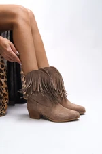 Riccon Wrioviah Women's Tassel Western Boots 0012710 Mink Suede