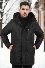 95968 Dewberry Hooded Coat Parka with Fleece Inside-BLACK