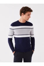 LC Waikiki Crew Neck Long Sleeve Color Block Men's Knitwear Sweater