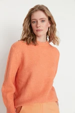 Trendyol Salmon Oversize Miękki teksturowany sweter z dzianiny basic