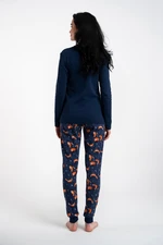 Wasilla women's pyjamas, long sleeves, long pants - navy blue/print