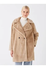 LC Waikiki Women's Jacket Collar Straight Long Sleeve Fur Coat