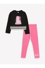 LC Waikiki Girls' Crew Neck Printed Long Sleeve T-Shirt & Tights