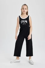 DEFACTO Girls Printed Ribbed Camisole Sleeveless Long Jumpsuit