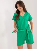 Green summer jumpsuit with shorts