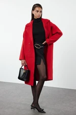 Trendyol Red Oversize Wide Cut Long Wool Cashmere Coat