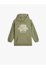 Koton Hooded Sweatshirt City Printed Kangaroo Pocket Raised Cotton