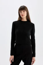 DEFACTO Regular Fit Crew Neck Premium Basic Plain Crop Knitwear Sweater