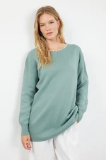 Trendyol Mint Collar Pearled Knitwear Sweater