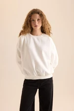 DEFACTO Cool Oversize Fit Wide Pattern Crew Neck Basic Plain Thick Fabric Sweatshirt