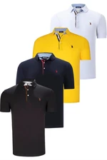 QUAD SET T8582 DEWBERRY MENS T-SHIRT-BLACK-WHITE-NAVY BLUE-YELLOW