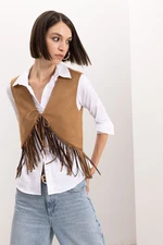 DEFACTO Tied Cowboy Model Tassel Suede Vest