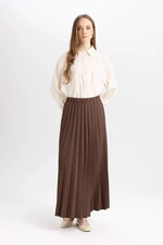 DEFACTO Pleated Elastic Waist Basic Plain Maxi Basic Skirt