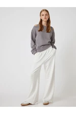 Koton Oversize Sweatshirt Asymmetric Collar Window Detail Long Sleeve Ribbed