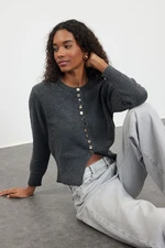 Trendyol Dark Gray Basic Buttoned Jacket Look Knitwear Cardigan