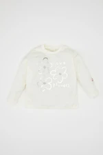 DEFACTO Baby Girl Crew Neck Floral Long Sleeve T-Shirt