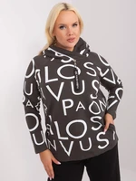 Dark khaki cotton sweatshirt plus size with print