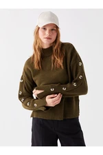 LC Waikiki Damski półgolf Gładki Długi Rękaw Oversize Sweter z dzianiny oversize