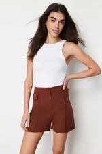 Trendyol Brown Pocket Flap Rib Detailed Woven Shorts