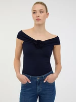 Orsay Černé dámské tričko s krátkým rukávem s aplikací - Dámské