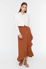 Trendyol Brown, Wrapped Ruffle Knitted Skirt