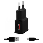 Nabíjačka WG 1xUSB, 2A, QC 3.0 + kábel USB-C, čierna