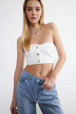 Trendyol White Strapless Denim Bustier